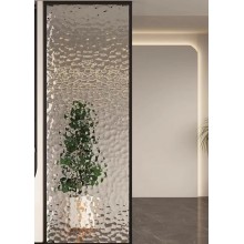 水波紋屏風玻璃隔斷客廳磨砂透光鋼化入戶玄關(guān)輕奢訂制藝術(shù)玻璃